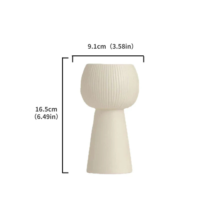 Aureva Vase - Elegant Cream Ceramic with Striped Design for Floral Arrangements