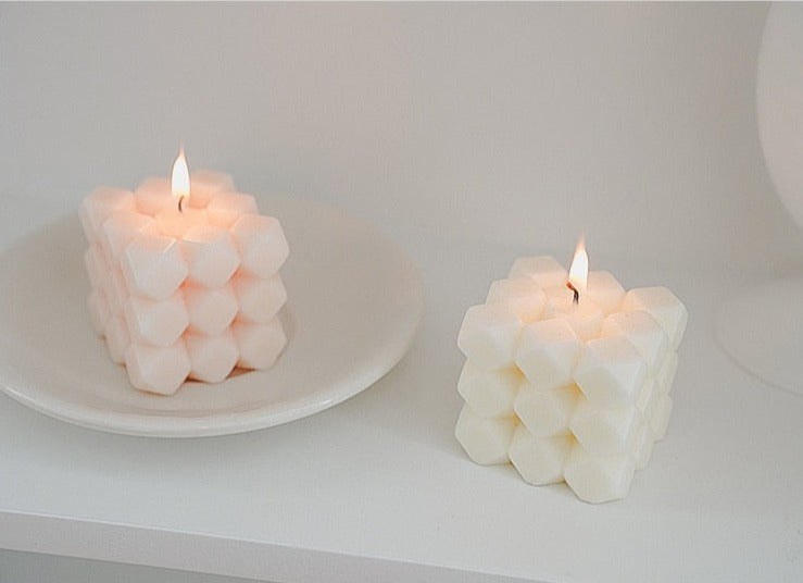 Diamond Cut Cube Decorative Candle – Luxury Scented Ambient Light