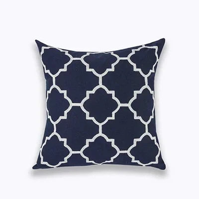 Norwegian Navy/White Embroidered Cushion Cover 45x45cm Square Cushion Cover