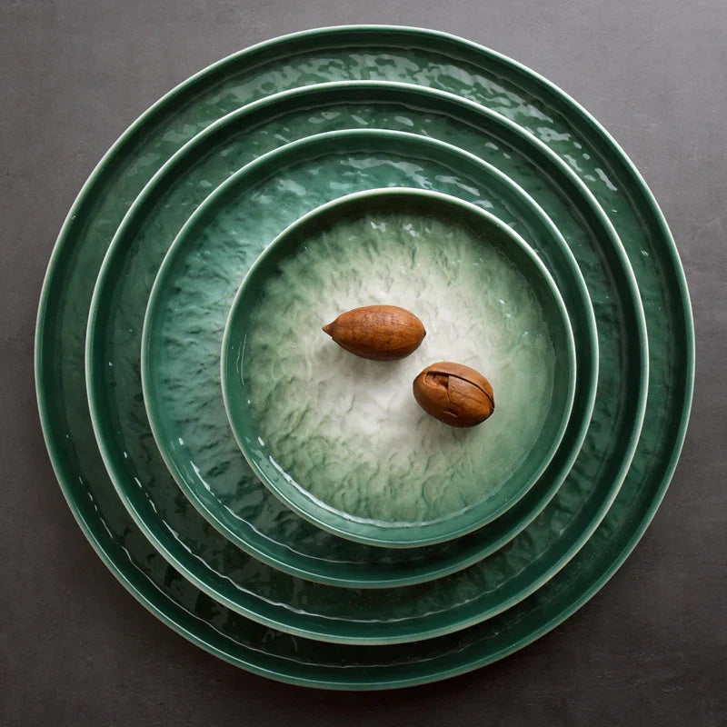 Green Ceramic Plate Set – Luxury Dining Tableware