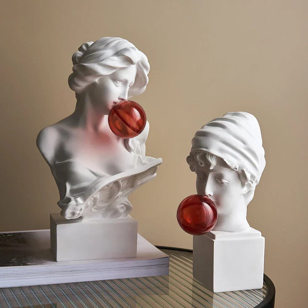 Artistic Sculpture of Bubble Blowing - Decorative Statue for the Living Room