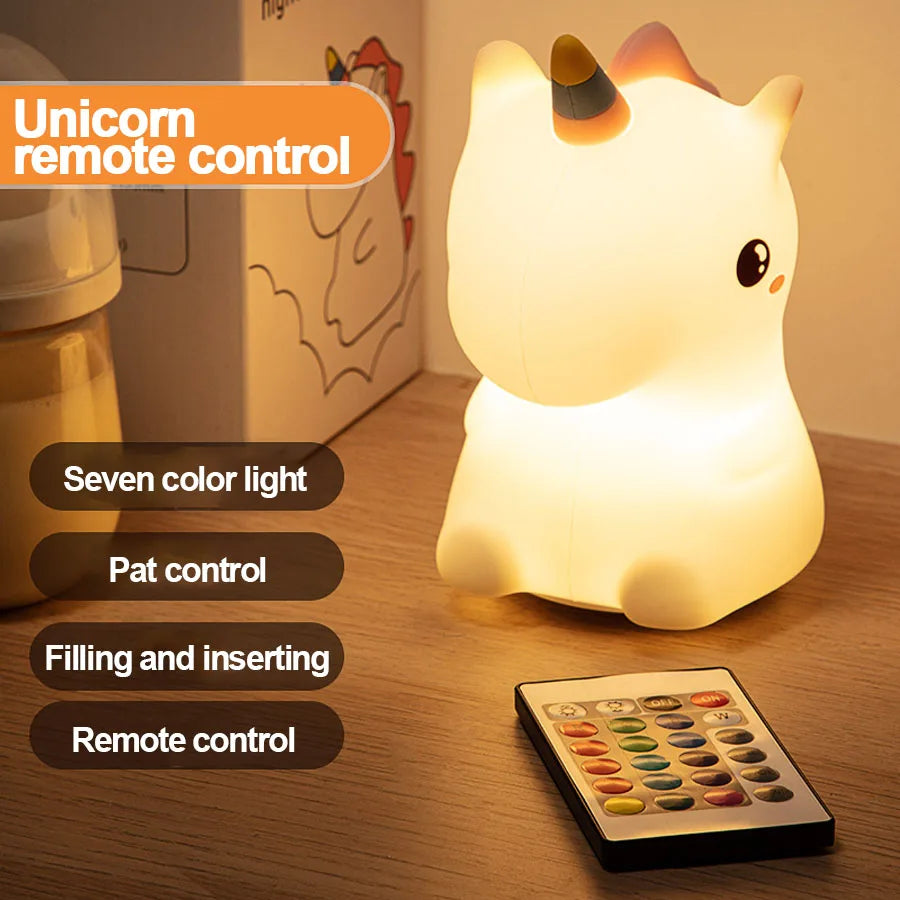 Norwegian Unicorn Silicone LED Night Light - Rechargeable via USB