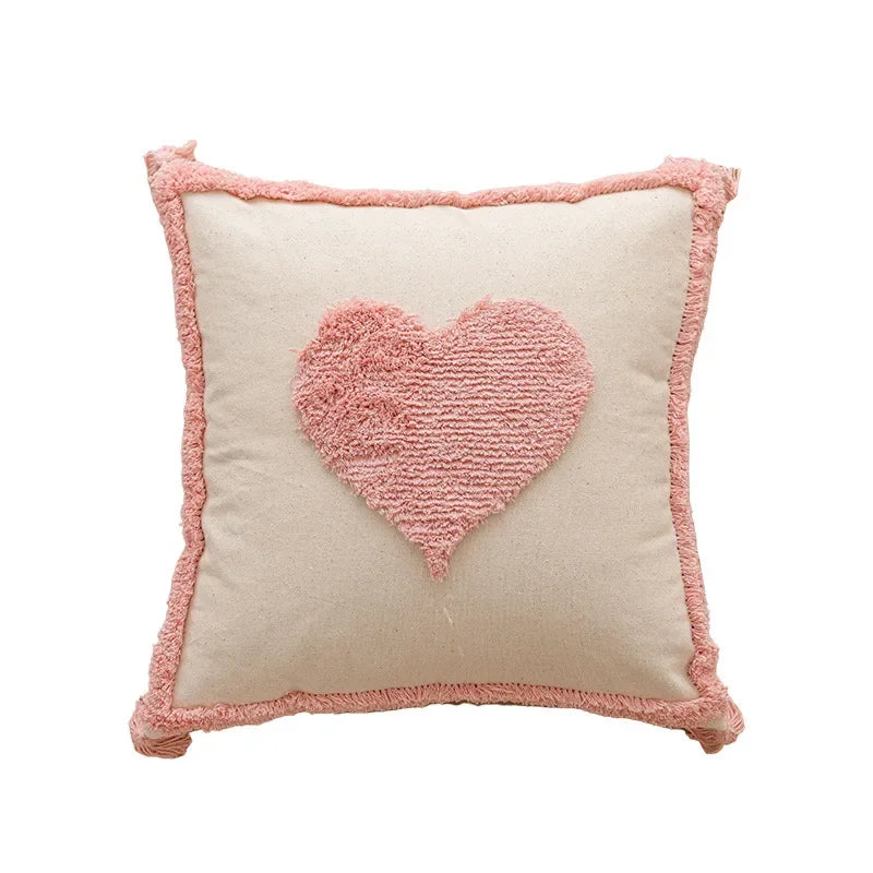 Pink Norwegian Geometric Cushion Cover - 45x45 cm Embroidered Cotton Cover