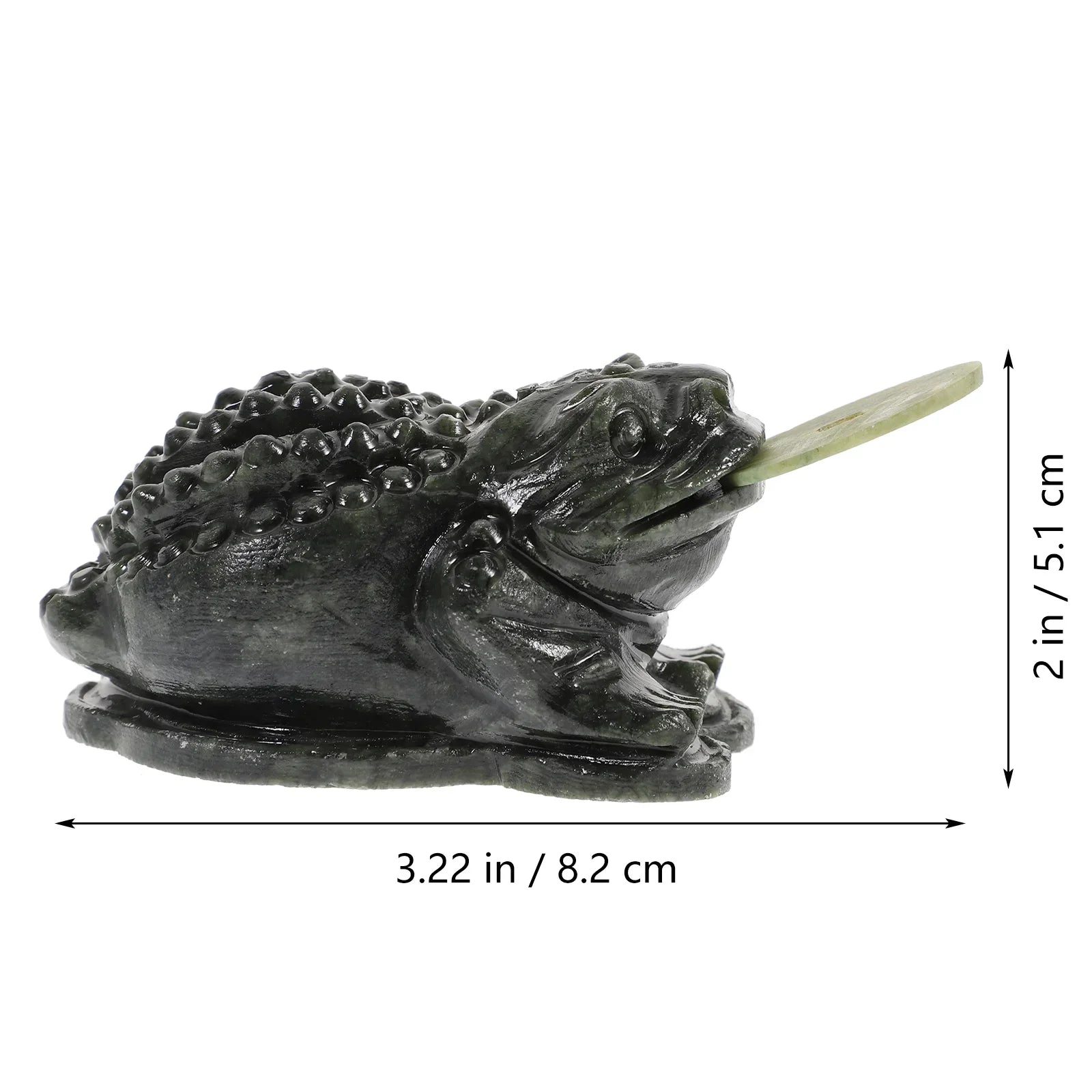 Green Lucky Frog Figurine - Resin Decoration for Desk or Living Room (8.2 x 5.1 x 4 cm)