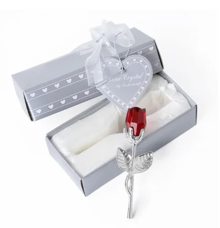 Miniature Crystal Rose - Decorative Ornament of 2x3x9 cm - Perfect as a Gift or Wedding Decoration