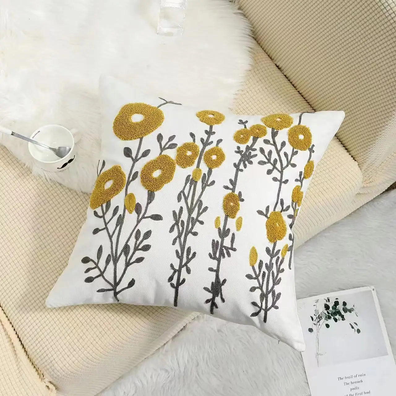 Norwegian Embroidered Flower Cushion Covers – Decoration with Natural Plants