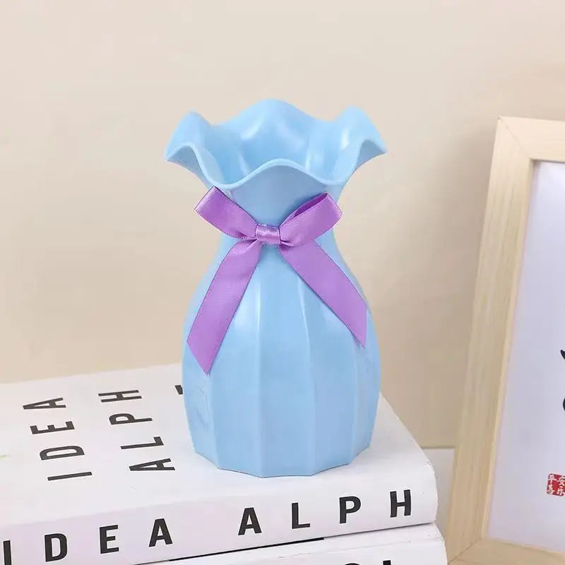 Imitation Ceramic Flower Vase - Modern Plastic Flower Pot for Home Decoration in Bedroom or Dining Table