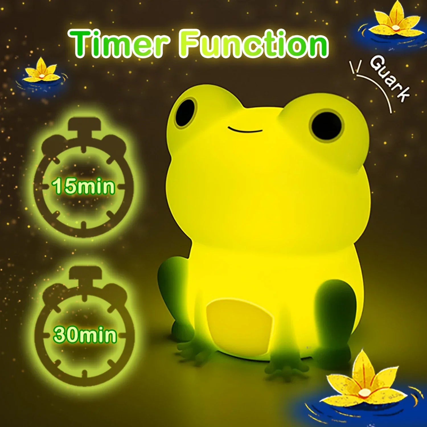 Dimmable LED Night Light - Cute Silicone Frog with Timer and Rechargeable USB Function - Perfect for Children's Rooms