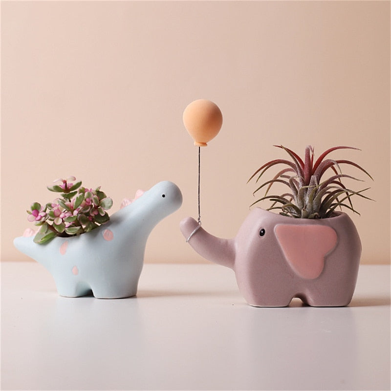 Ceramic Flower Pot in Creative Flower and Animal Shapes - Fun for Indoor and Balcony Use