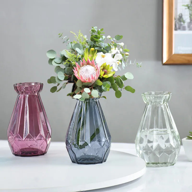 CelestiBloom Small Transparent Glass Flower Vase - Minimalist Design for Flower Arrangements