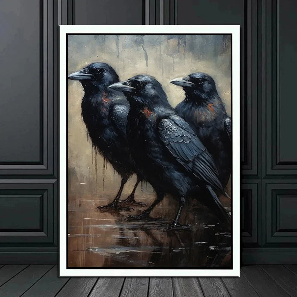 Noctura Raven Canvas Art - Gothic Victorian Elegance for Living Room & Bedroom