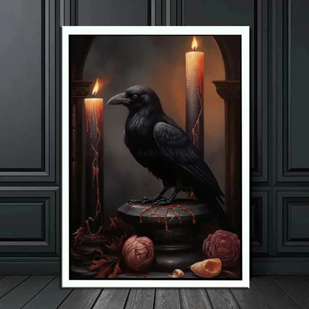 Noctura Raven Canvas Art - Gothic Victorian Elegance for Living Room & Bedroom