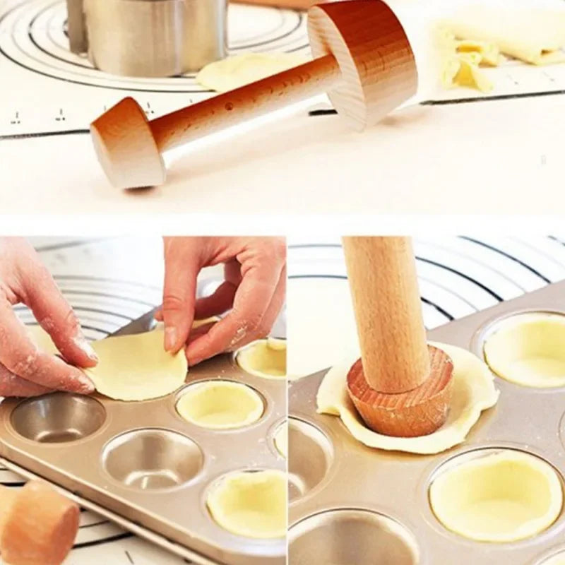 Wooden Baking Mould for Egg Tarts - Double-Sided Mould for Perfect Egg Tarts