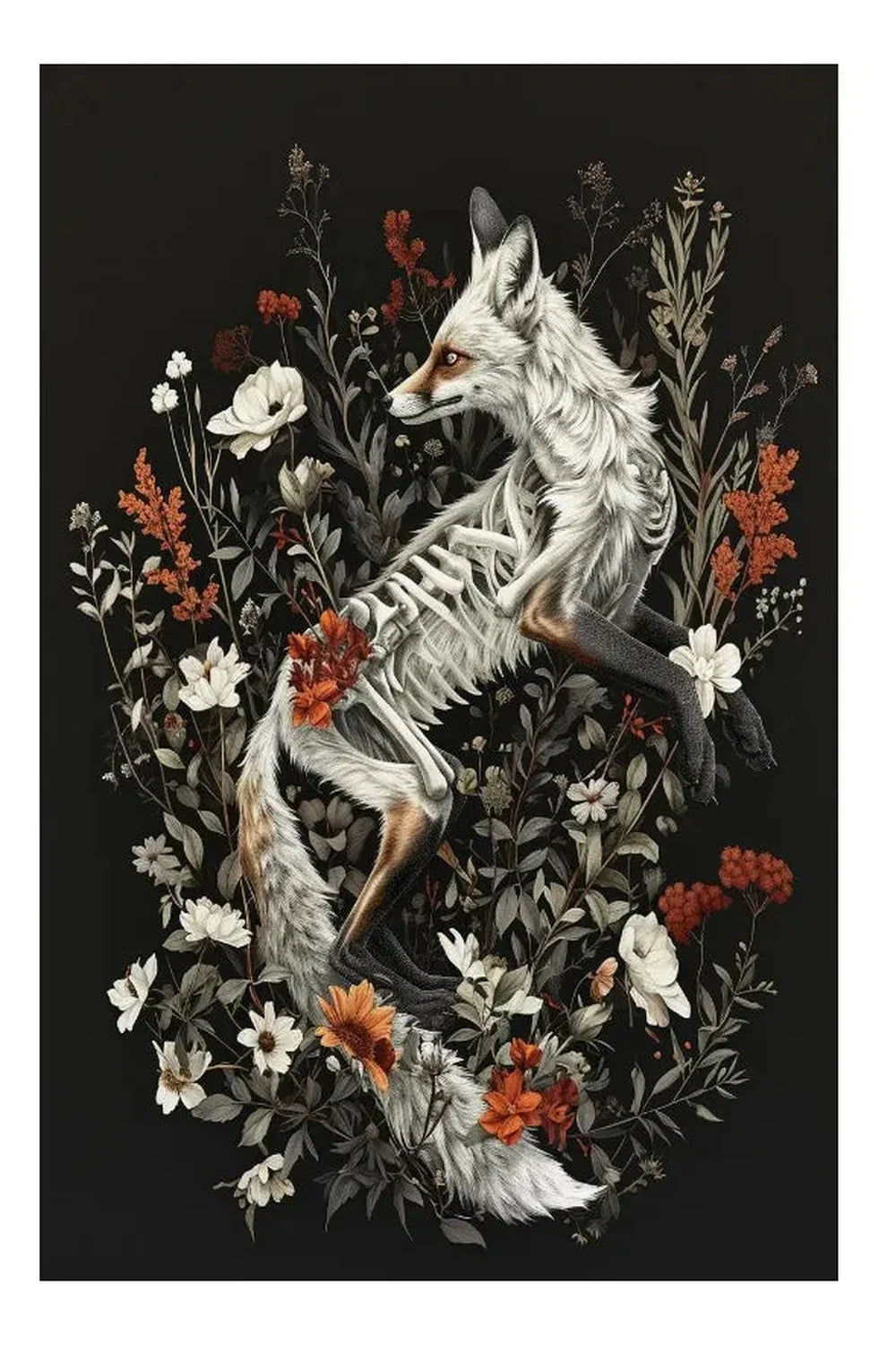 Nordic Nature Poster Set – Animal Prints with Flowers and Mysterious Style