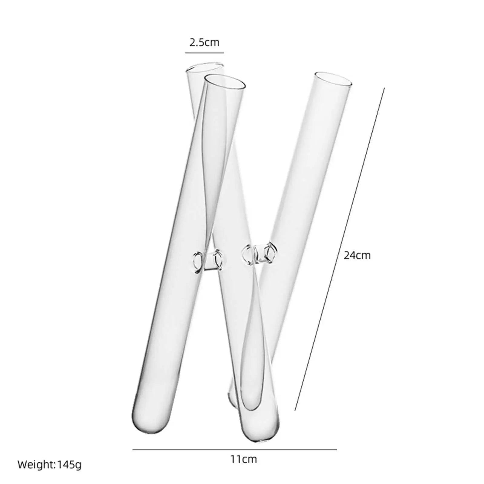 Floréva Test Tube Vase - Glass Decoration with Wooden Frame, 3 Columns for Flower Arrangements in Living Room