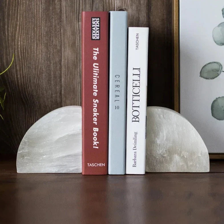 White Natural Stone Bookend – Luxury Stone for Bookshelves and Desks