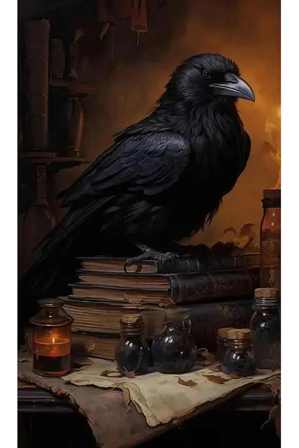 Set of Crows Canvas Posters – Mystical Ravens and Spooky Art