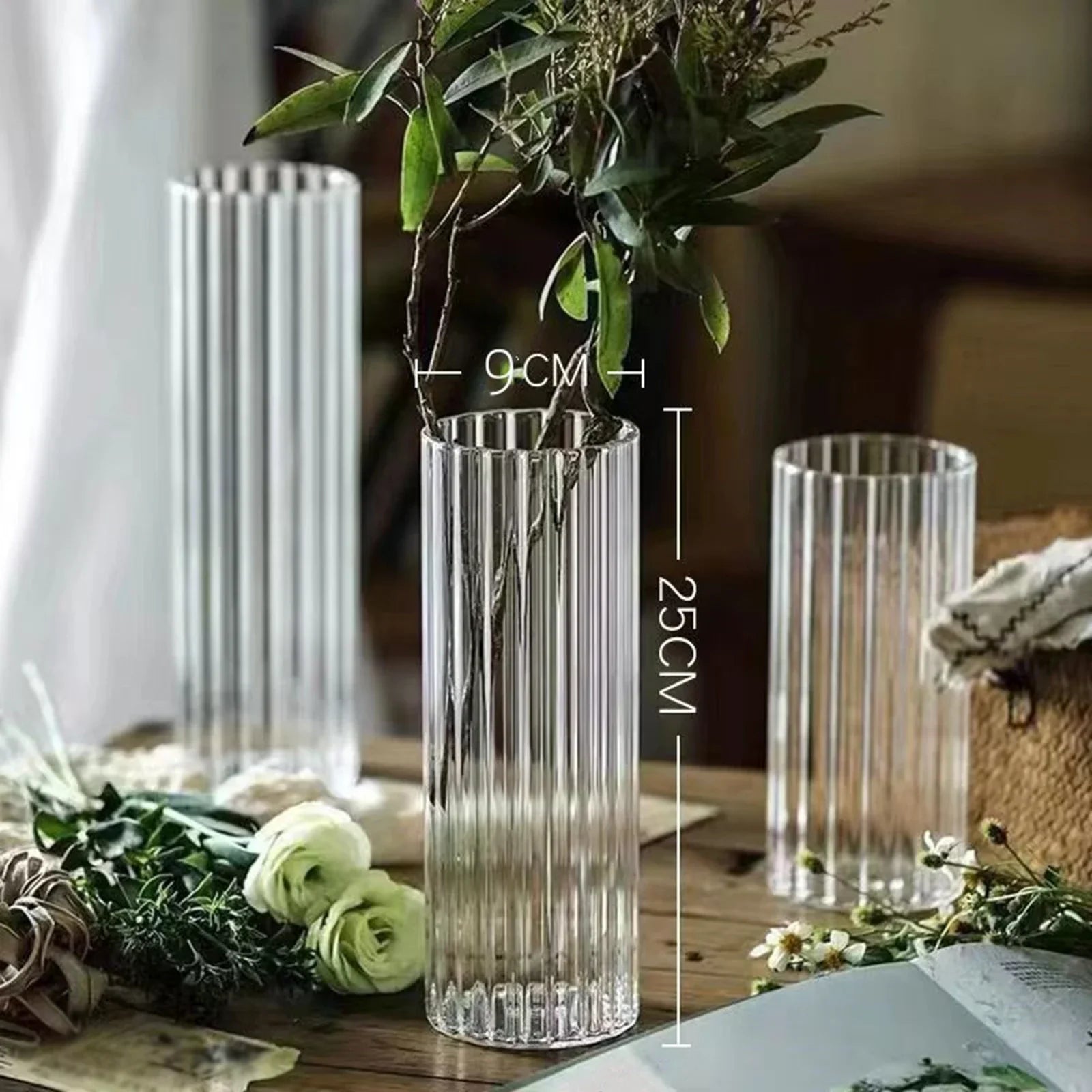 Glass Flower Vases - Minimalist Design for Table Decoration in Living Room and Kitchen