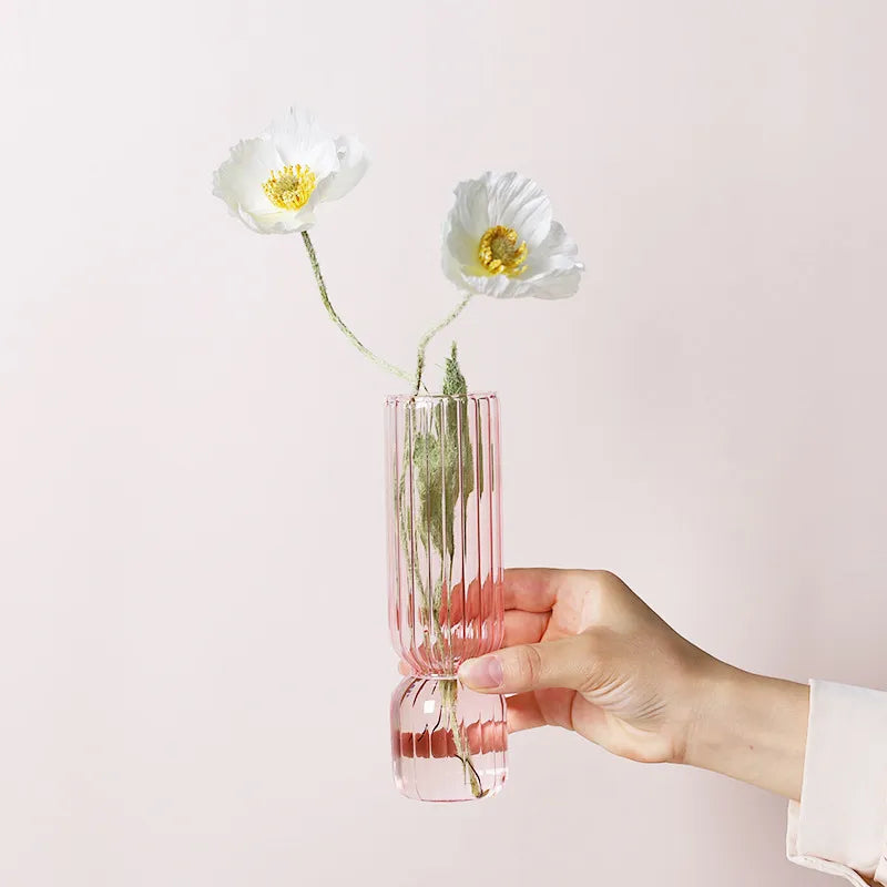 Lumora Glass Bloom Vase – Coloured and Transparent – 17 cm High – For Flowers and Plants