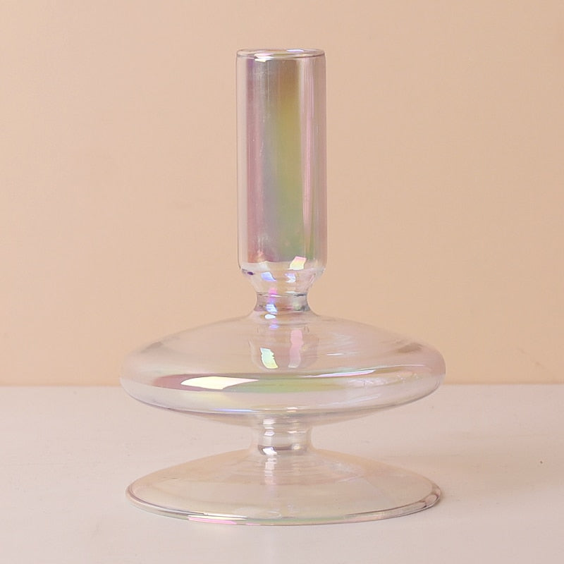 Glass Rainbow Candle Holder