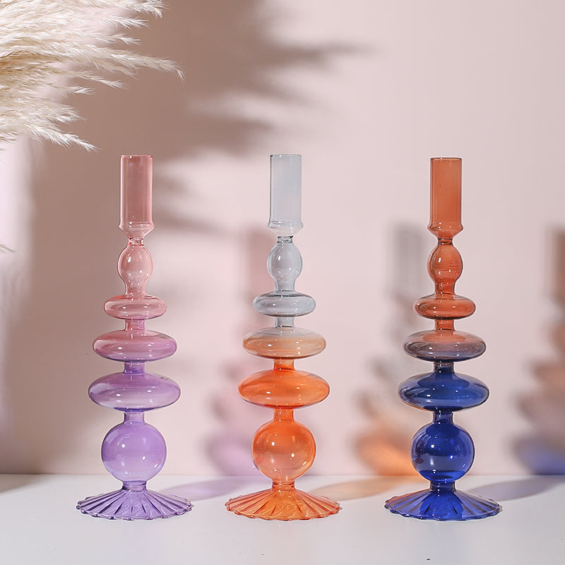 Glass Candle Holder with Colourful Gradient – Luxury Design