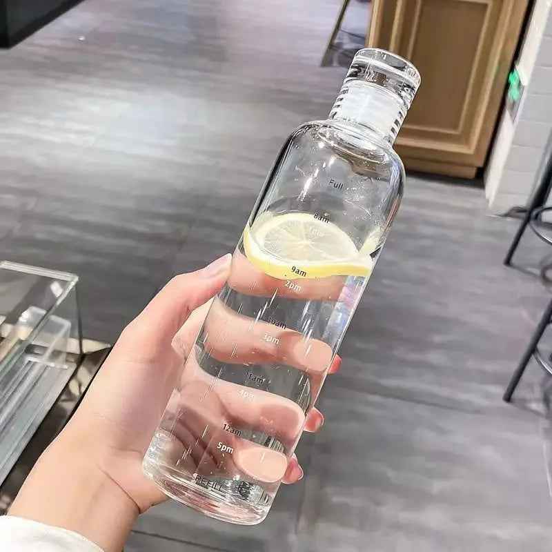 Sleek Transparent Water Bottle with Measurement Markings – Handy for Daily Use