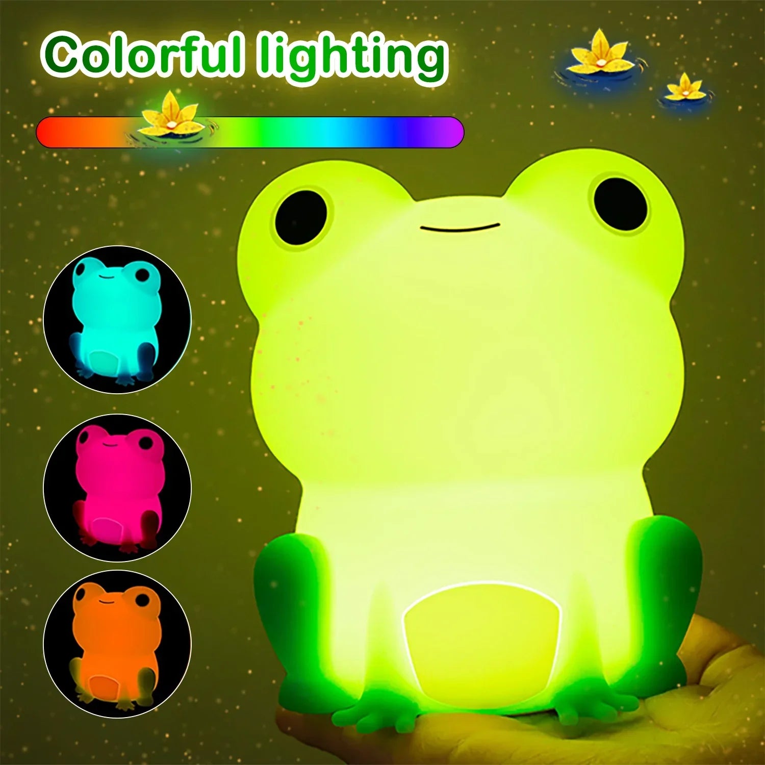 Dimmable LED Night Light - Cute Silicone Frog with Timer and Rechargeable USB Function - Perfect for Children's Rooms