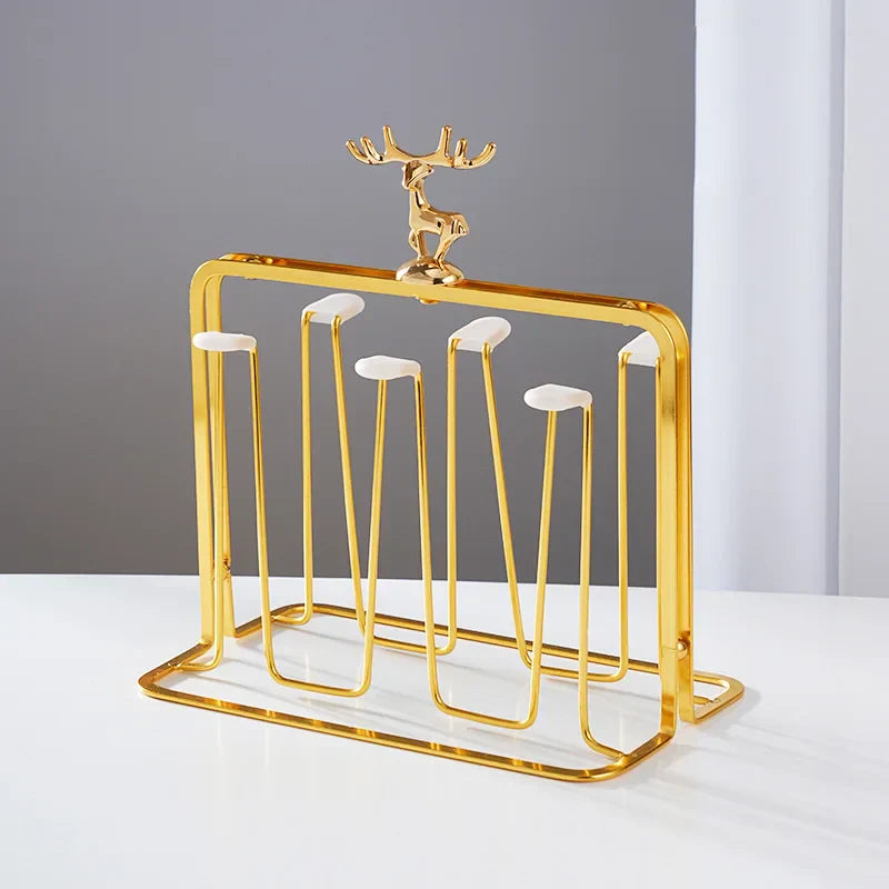 Whiskey Glass Set – Decanter Set – Luxe Glasses with Reindeer Drying Rack