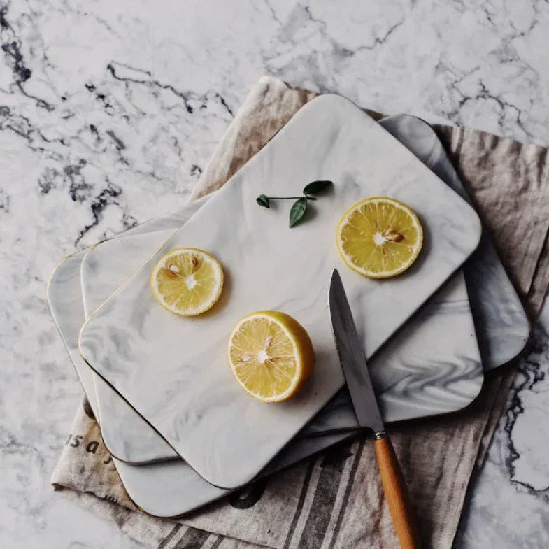 Marble Chopping Board with Gold-Coloured Edge – Luxury and Durable Kitchen Tool