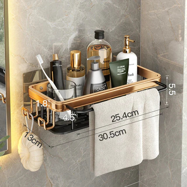 Nordura Norwegian Aluminium Corner Bathroom/Shower Shelf with Towel Holder