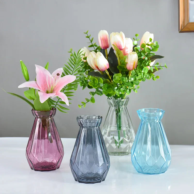 CelestiBloom Small Transparent Glass Flower Vase - Minimalist Design for Flower Arrangements