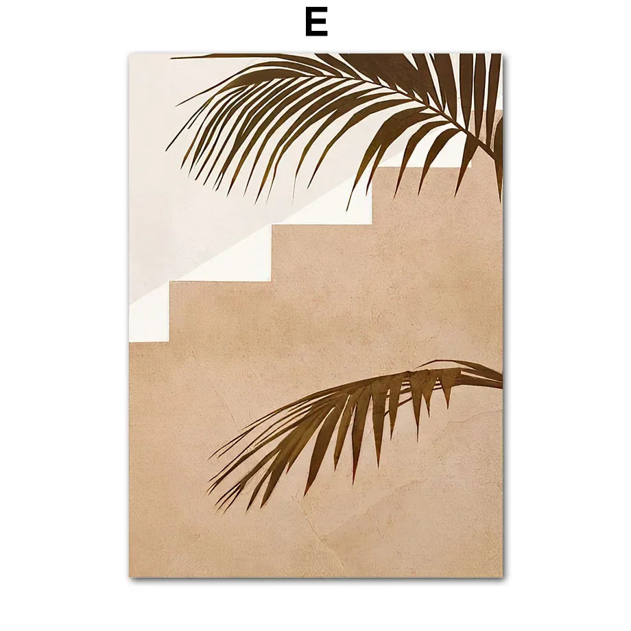 Simple Scandinavian Wall Decor - Fashion Girl Poster with Palm Leaves in Bohemian Style, Perfect for Bedroom or Living Room