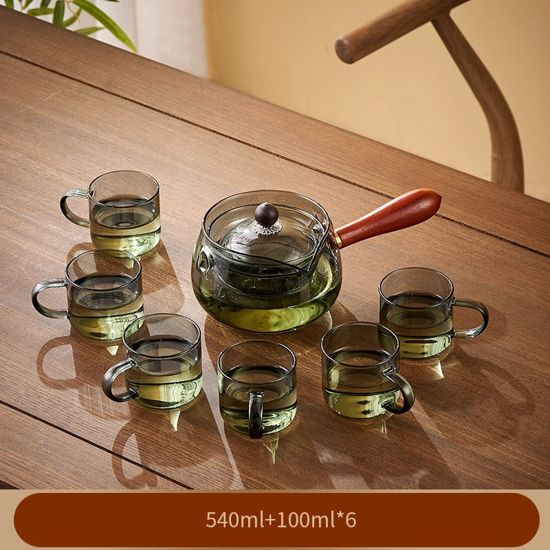 Transparent Glass Teapot with Wooden Handle - Norwegian Design, Heat-Resistant Glass, 540 ml Capacity