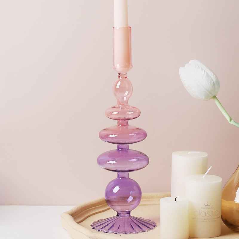 Glass Candle Holder with Colourful Gradient – Luxury Design