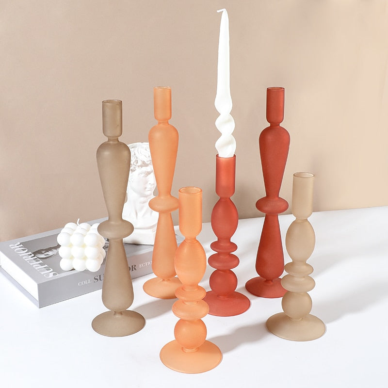 Coloured Frosted Glass Candle Holders - Elegant and Stylish