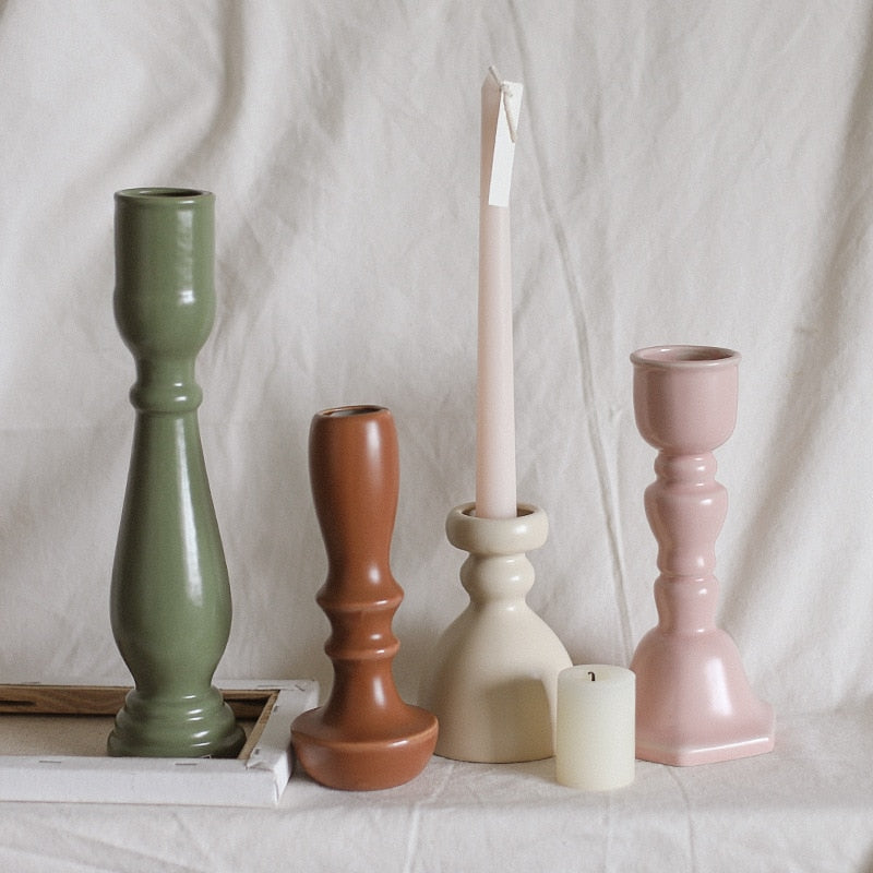 Ceramic Candle Holders with Glazed Finish - Handmade and Stylish