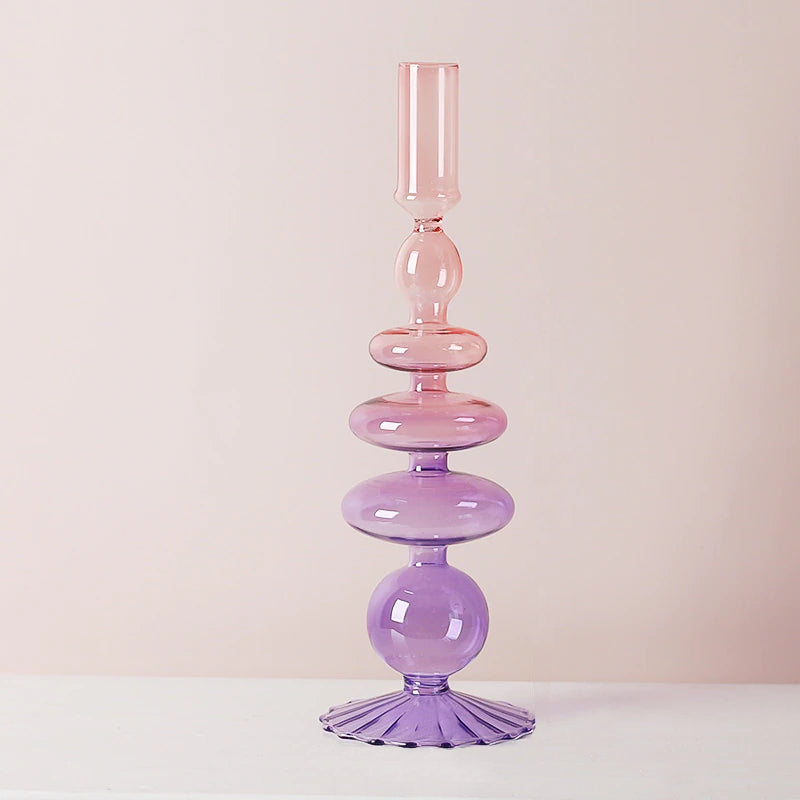 Glass Candle Holder with Colourful Gradient – Luxury Design