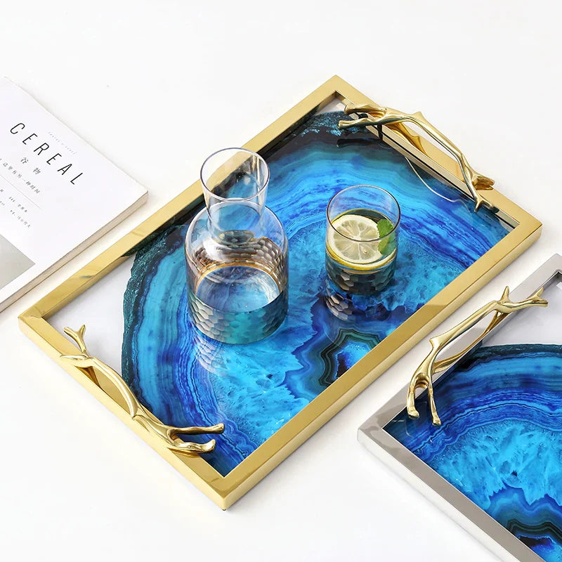 Blue Stone Tray – Unique Patterns in Nature, Ideal for Your Table