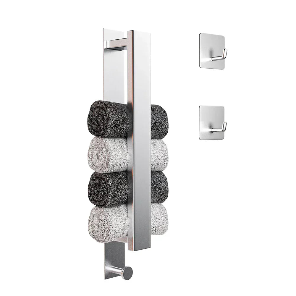 Self-Adhesive Towel Rack - Modern Design - Silver and Black