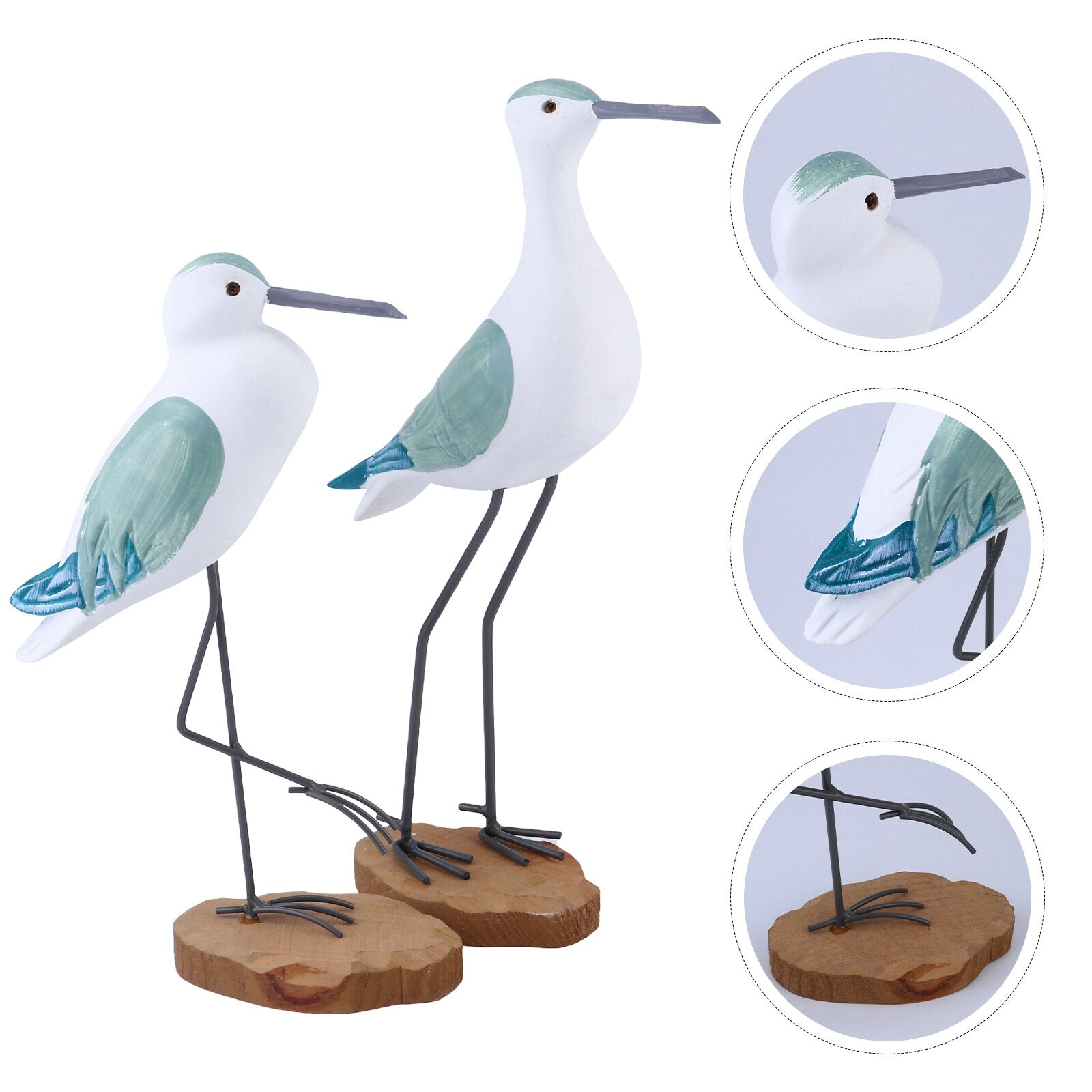 Norwegian Seagull Figurine - Wooden Decoration for Table, Garden or Beach Theme