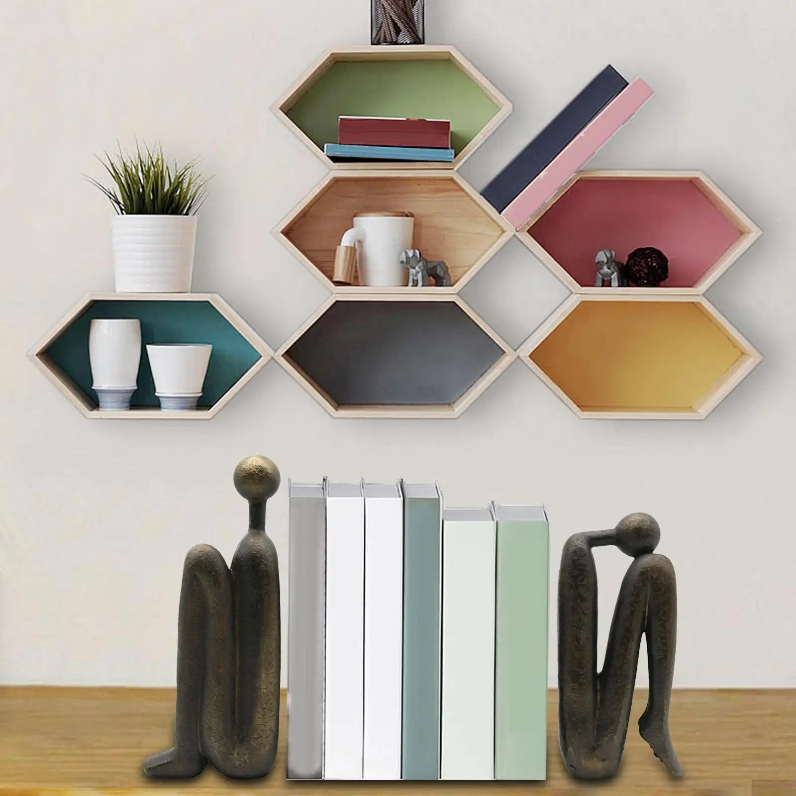 Bookends with Norwegian Design - Space-Saving Resin Book Holders for Living Room and Desk