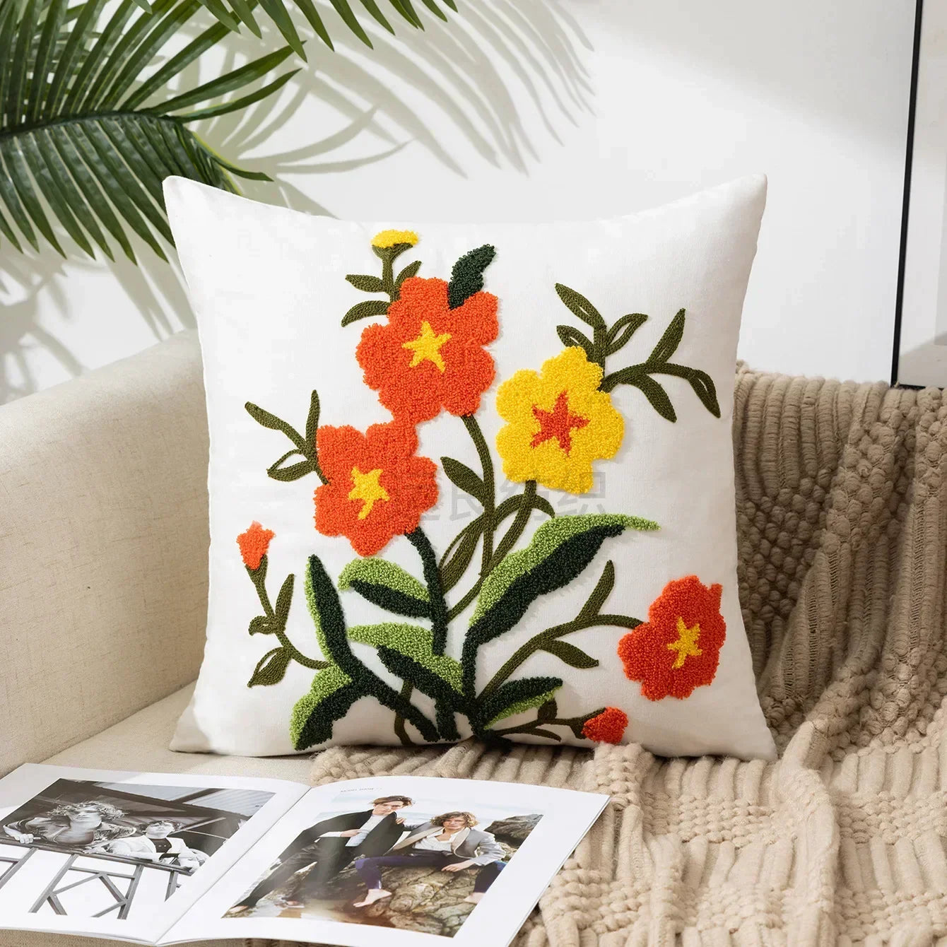 Norwegian Embroidered Flower Cushion Covers – Decoration with Natural Plants