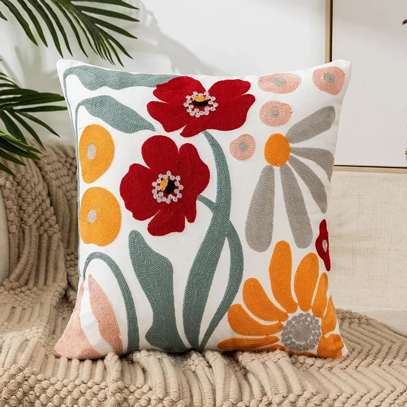 Norwegian Embroidered Flower Cushion Covers – Decoration with Natural Plants