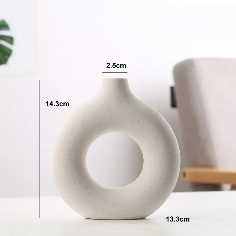 Ceramova Hollow Round Vase – Elegant Ceramic Flower Pot for Modern Living Room Décor