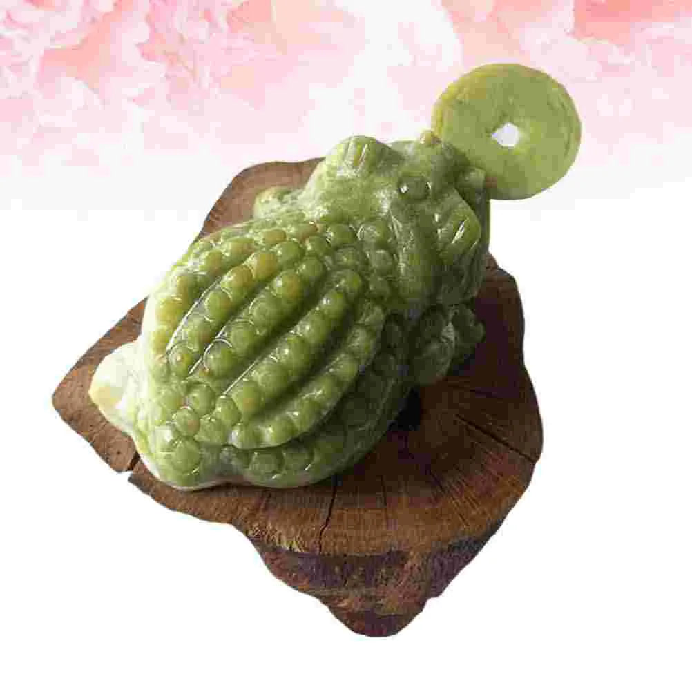 Green Lucky Frog Figurine - Resin Decoration for Desk or Living Room (8.2 x 5.1 x 4 cm)