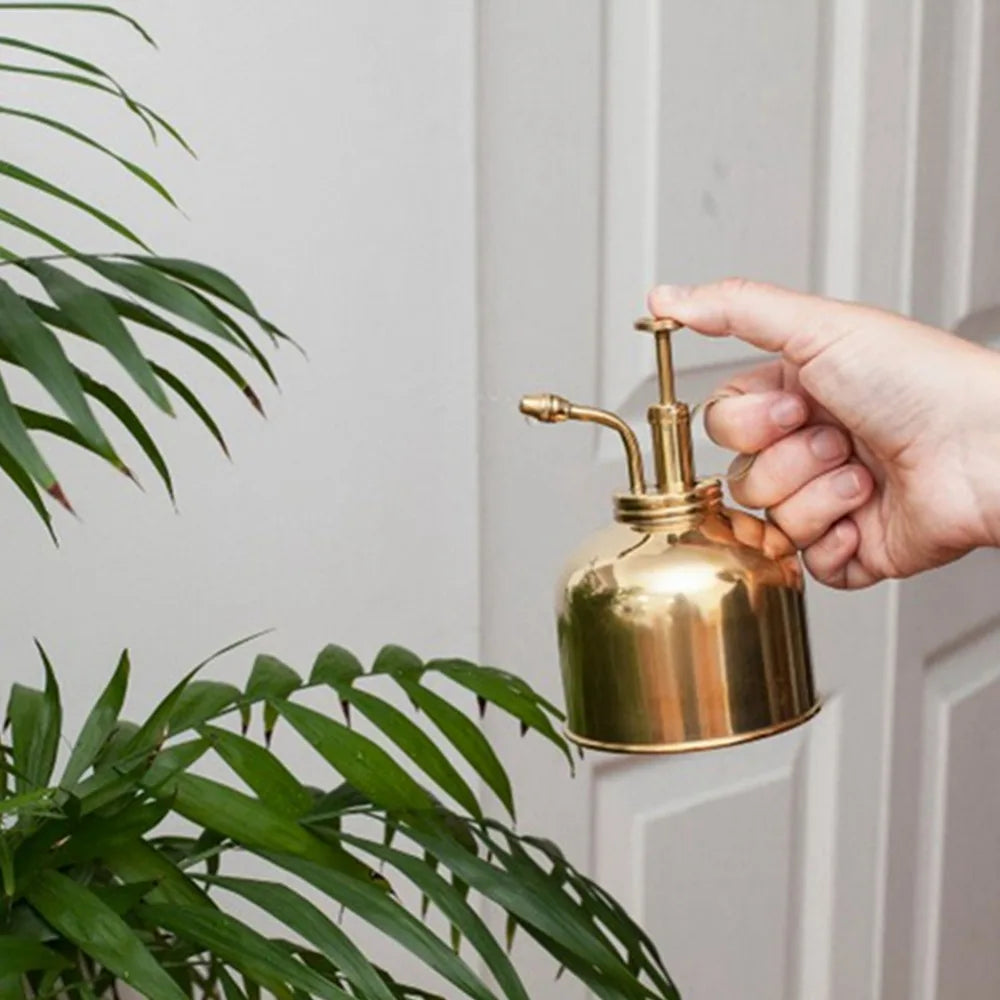 Golden Plant Spray – Compact Brass Mister for Houseplants