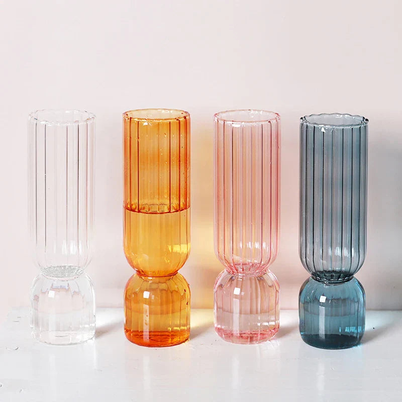 Lumora Glass Bloom Vase – Coloured and Transparent – 17 cm High – For Flowers and Plants