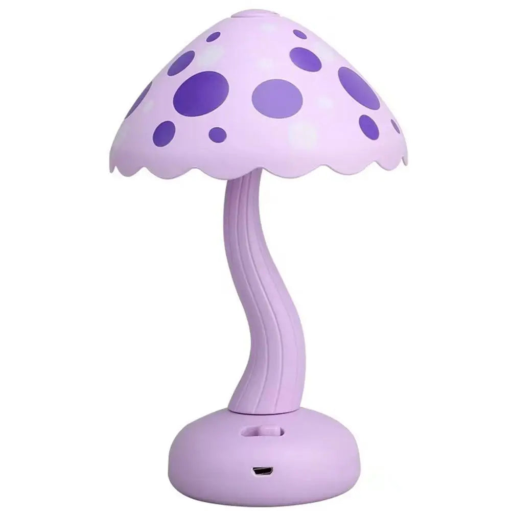 Small Modern LED Mushroom Lamp - USB Rechargeable Night Light with Adjustable Brightness Levels