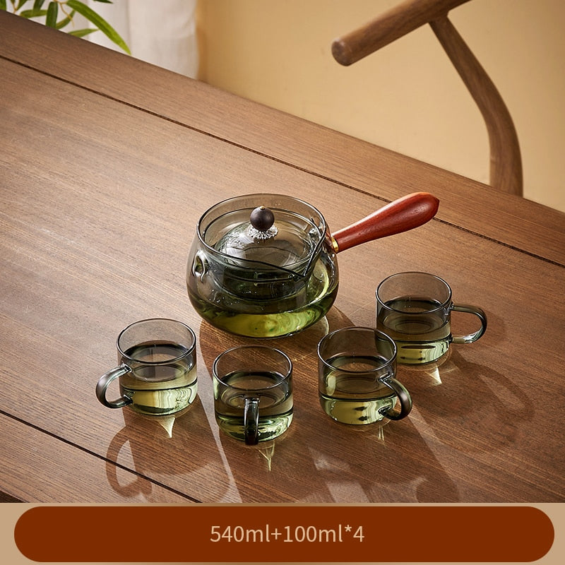 Transparent Glass Teapot with Wooden Handle - Norwegian Design, Heat-Resistant Glass, 540 ml Capacity