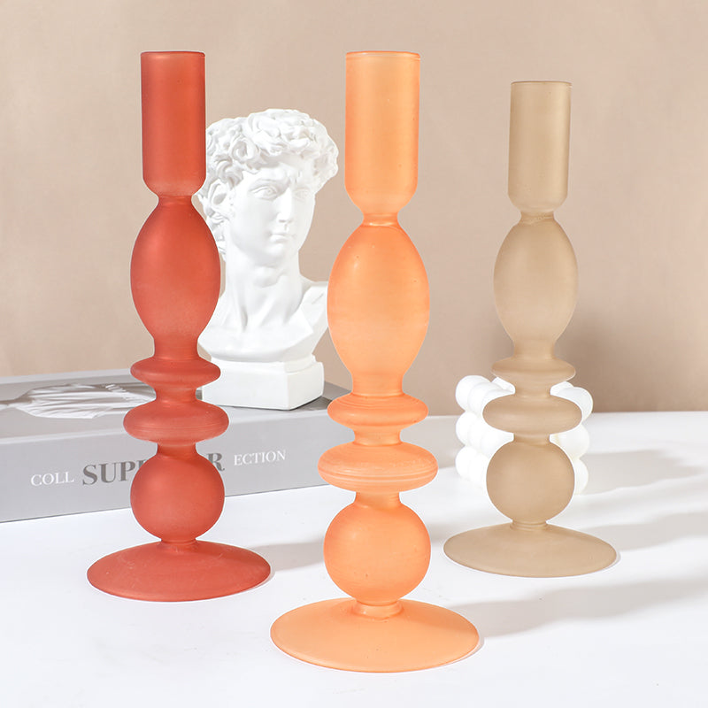 Coloured Frosted Glass Candle Holders - Elegant and Stylish